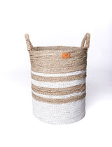 Seagrass Raffia Round Basket Natural/White Striped