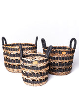 Banana Seagrass Round Basket Natural/Black