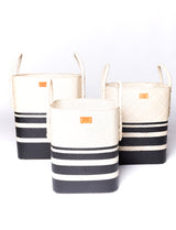 Black/White Pandanus Rounded Basket