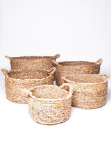 Natural Braided Waterhyacinth Basket Round